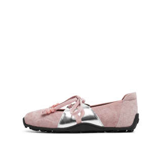 Joypeace Roses And Thorns Cow Suede Flat Mary Jane Shoes Women's Pink