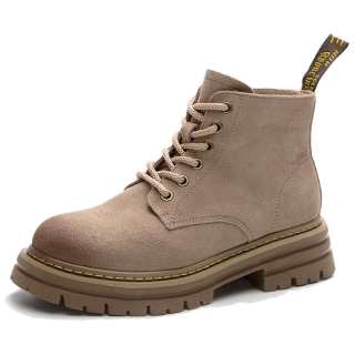 ACEMICKY Cow Suede Short Mid Calf Combat Boots Women's