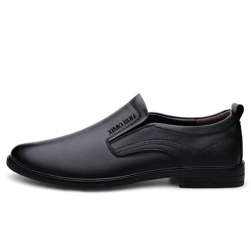 XIMO BULL Top Grain Cow Leather Casual Shoes Men's Black