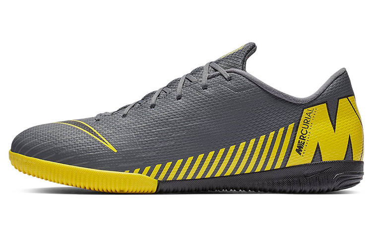Nike Nike Mercurial Vapor 12 IC/in Indoor Fabric Cushioning Slip Resistant Abrasion Resistant Soccer Shoes Men's Gray Yellow