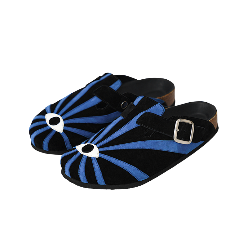 SYMBOLS OF LIGHT Cork Sole Slip Resistant Slip Resistant Closed Toe Slippers Unisex Blue