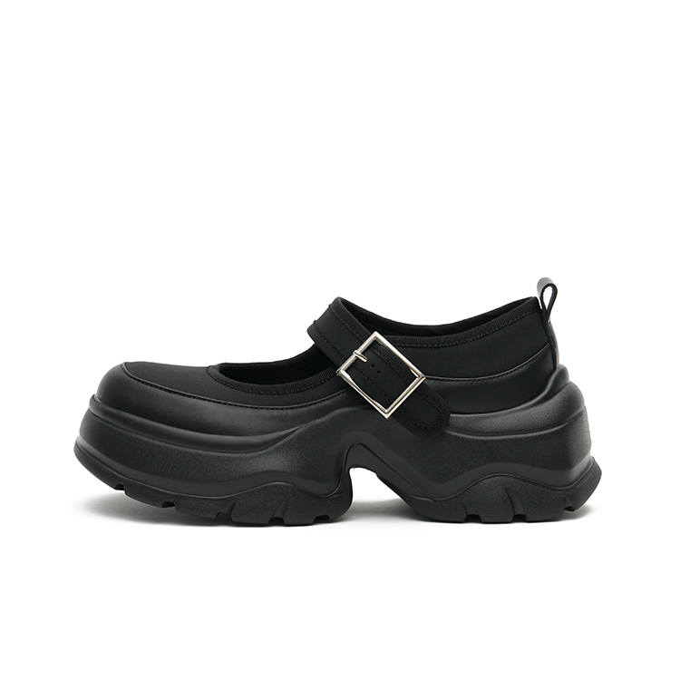 MASOOMAKE Cow Split Leather Chunky Heel Mary Jane Shoes 5.8cm Women's
