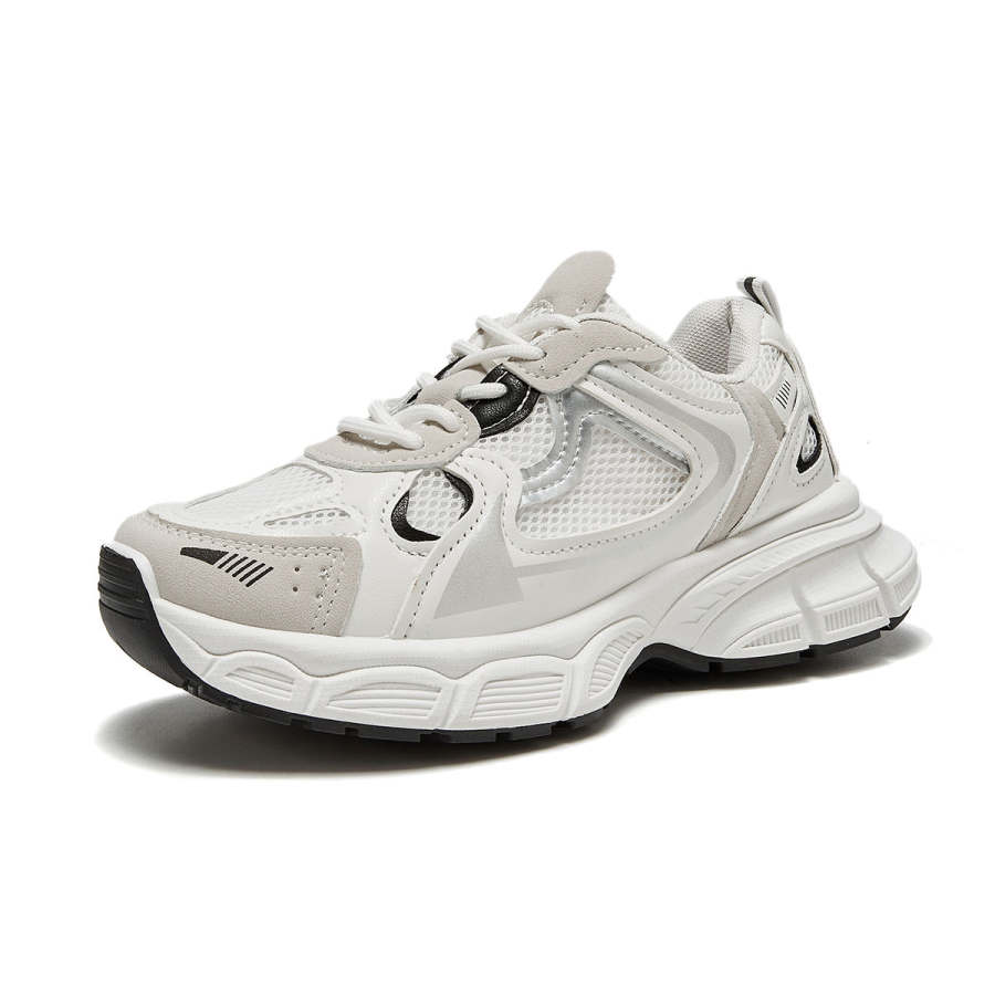 Medd Synthetic Leather Lightweight Low top Chunky Sneakers Women's White