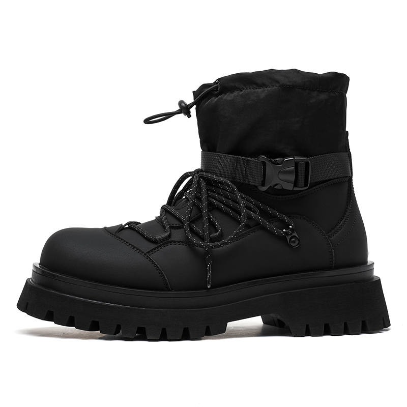 PINYI PINYI Microfiber Leather Short Combat Boots Men's Black