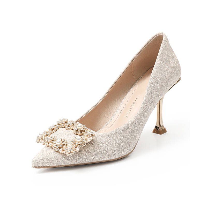 Bamiti Leather, Textile Slim Heel High Heels 8cm Women's