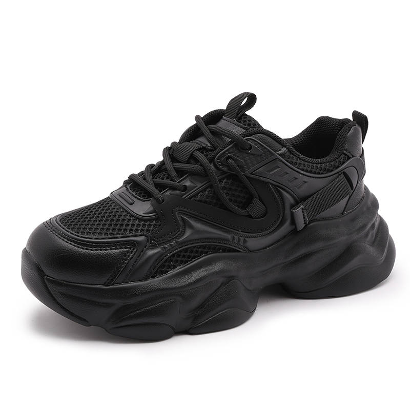 MILANLIANGE Wear resistant, Lightweight, Breathable, And Non slip. Low top Chunky Sneakers 5cm Women's Black