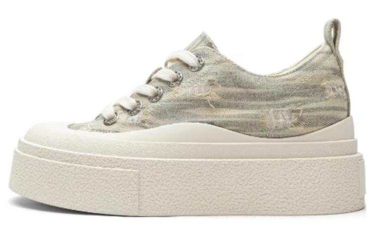 TOOMANYSHOES White Birch Forest Low top Skateboard Shoes 4cm Women's Gray