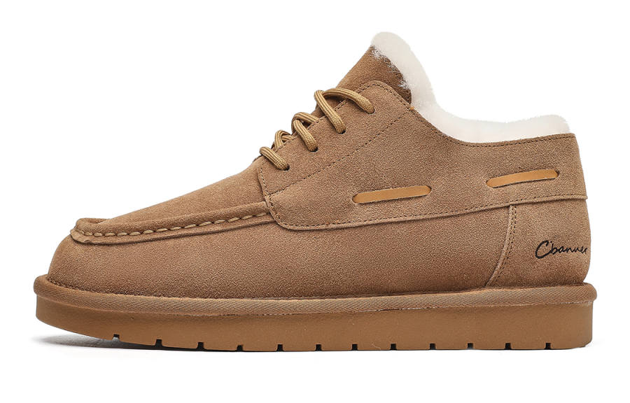 C°BANNER Leather Vintage Comfortable Fleece Lined Low top Casual Shoes Men's Camel