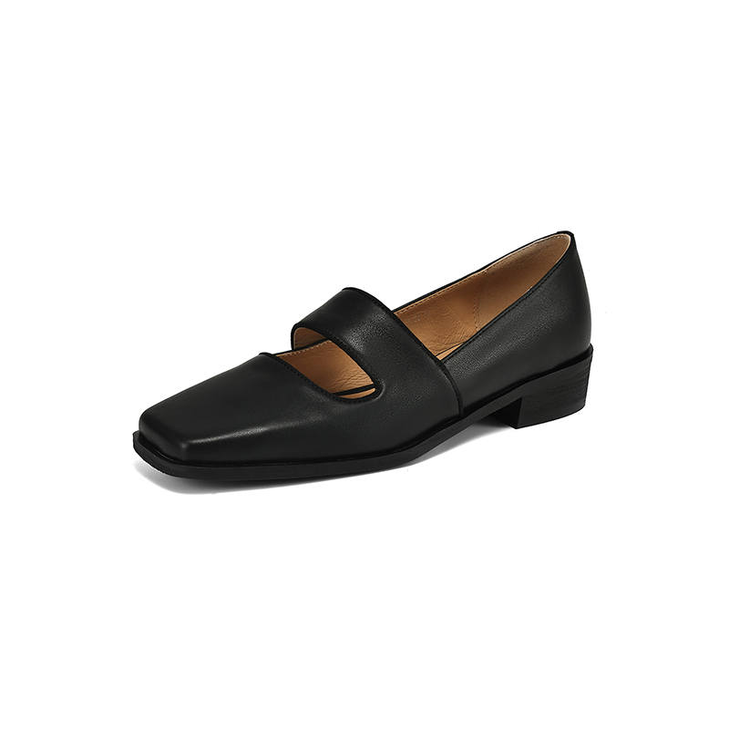 Echo&yolo Top Grain Cow Leather Chunky Heel Mary Jane Shoes Women's