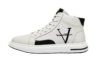 VICKI BROWN Cow Leather Skateboard Shoes Men's White Black