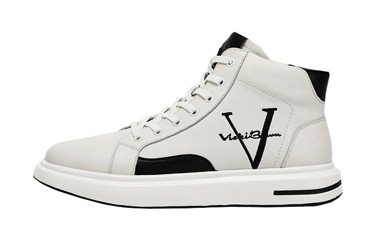 VICKI BROWN Cow Leather Skateboard Shoes Men's White Black