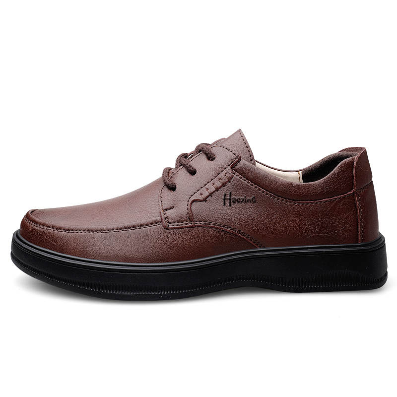 HAOXING Top Grain Cow Leather Casual Shoes Men's Brown