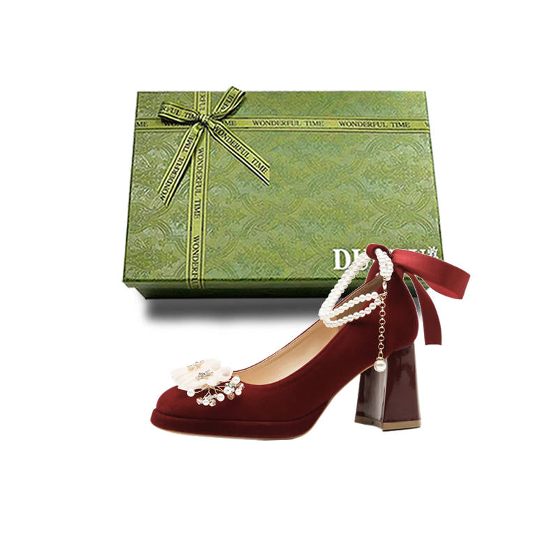 DUNNU Leather High Heels Women's Red
