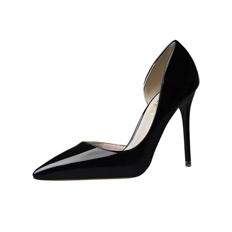 QITUMAUL Patent Leather Slim Heel High Heels 10.5cm Women's