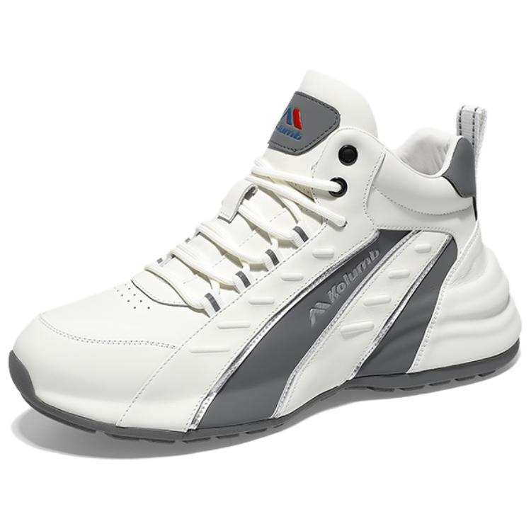 KOLUMB Cushioning Slip Resistant Height Increasing Mid top Casual Shoes Men's White Gray