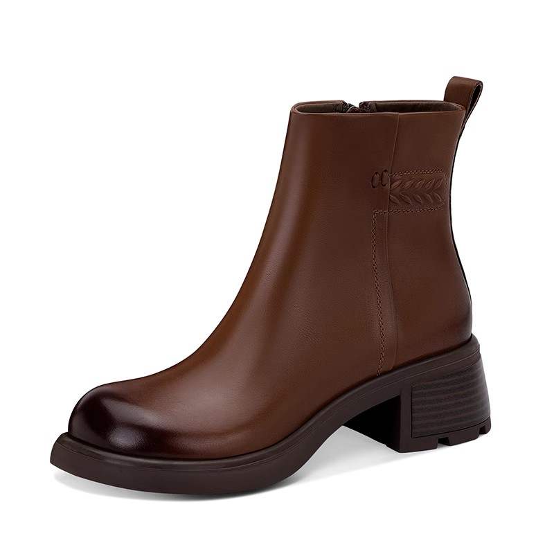 JESSICA SOPHIA Cow Leather Ankle Boots 4.5cm Women's