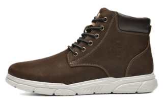 MELLEN Skateboard Shoes Men's High Top Dark Brown/Yellow Brown/Black