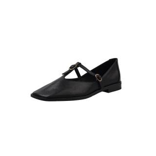 ROROWU Genuine Leather Top Grain Sheepskin Chunky Heel Versatile Comfortable Fashion Apparel Unlined Shoes