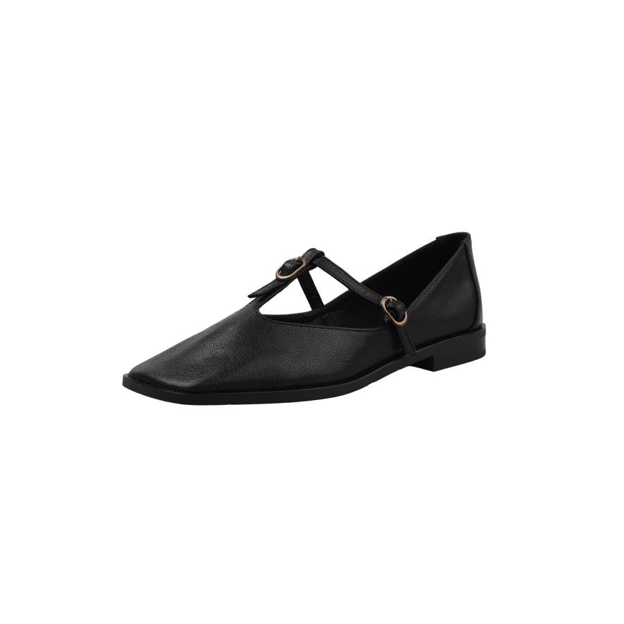 ROROWU Genuine Leather Top Grain Sheepskin Chunky Heel Versatile Comfortable Fashion Apparel Unlined Shoes