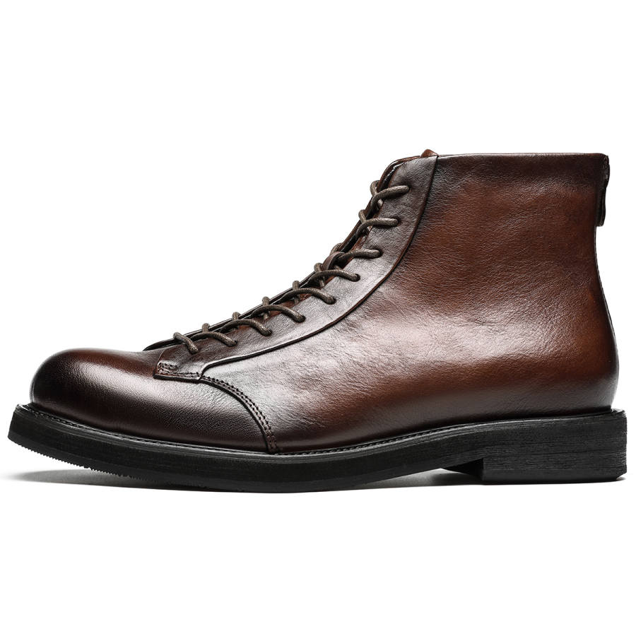 DIENGRLEY Top Grain Cow Leather Short Combat Boots Men's