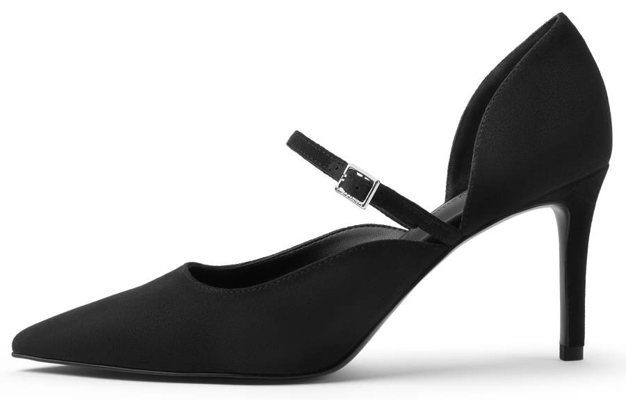 CHARLES&KEITH Small Ck Fabric Slim Heel High Heels 8.1cm Women's Black Textured Black Textured