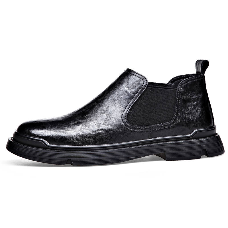 LUOMAIKE Leather Ankle Length Chelsea Boots Men's Black