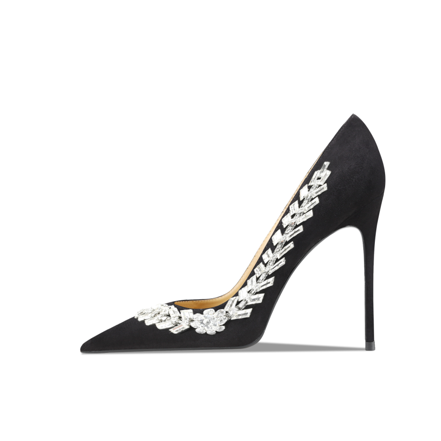Siwei Suede Slim Heel High Heels Women's Black