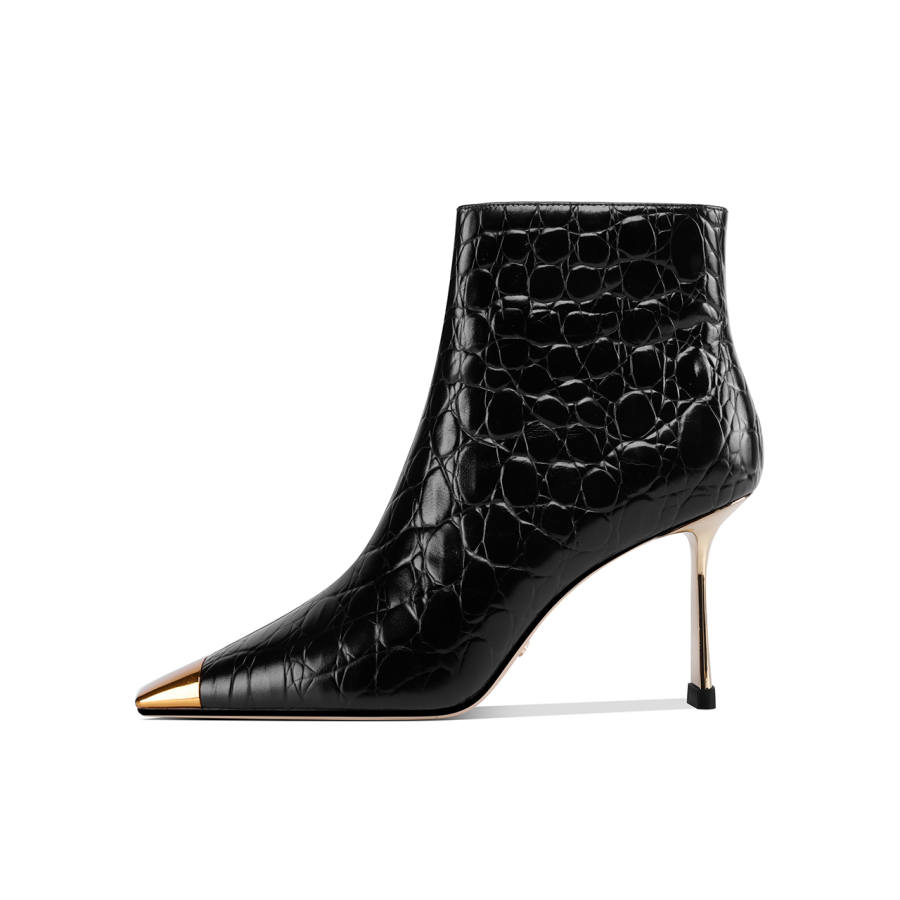 Shesrim Top Grain Cow Leather, Cow Leather Ankle Boots 8cm Women's