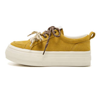 MALEMONKEY Cow Split Leather Low top Skateboard Shoes Women's Yellow
