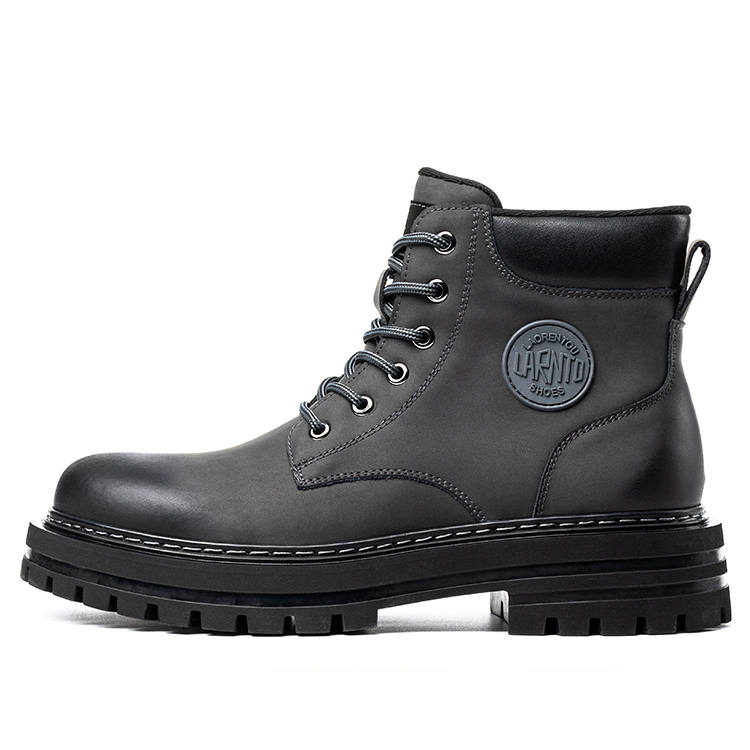 LAORENTOU LAORENTOU PU Short Combat Boots 4cm Men's