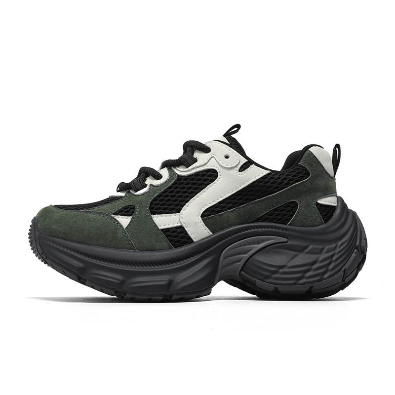 NAVIGARE Small Sailboat Mesh Height Increasing Low top Chunky Sneakers Women's Black Green