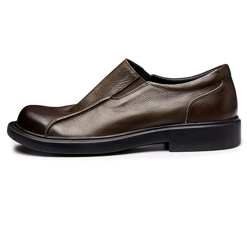 Brounvanm Top Grain Cow Leather Casual Shoes Men's Khaki
