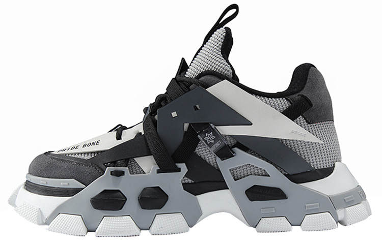NORVINCY Chunky Sneakers Unisex Low Top Black White