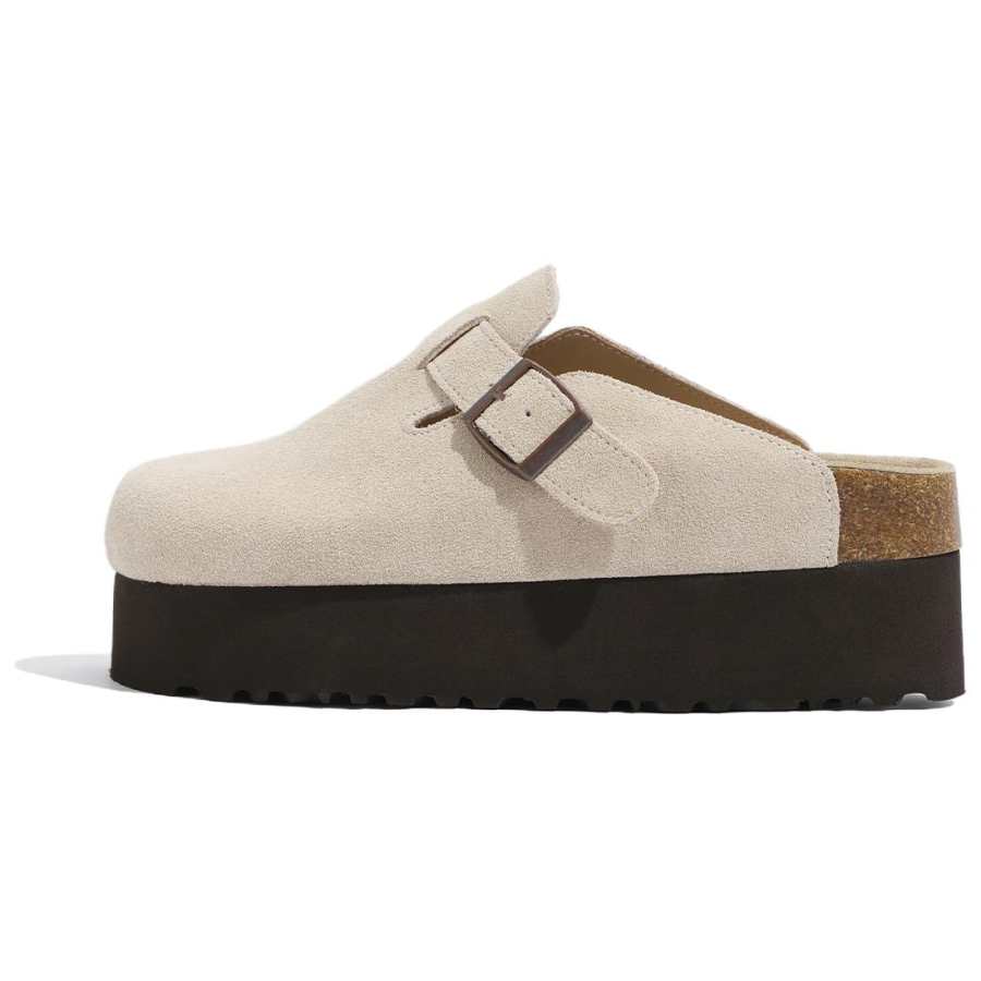 LANMOU Rubber Abrasion Resistant Abrasion Resistant Birkenstock Shoes Women's Ecru