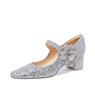 LOLY Mary Jane Shoes Women's Silver Rose Whisper Box