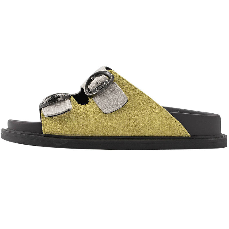 MIAOLV Leather Patchwork Cut Out Odor Resistant, Abrasion Resistant Slide Slippers Women's