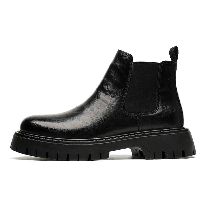 LUOMENG LUOMENG Cow Split Leather Chelsea Boots Men's Black