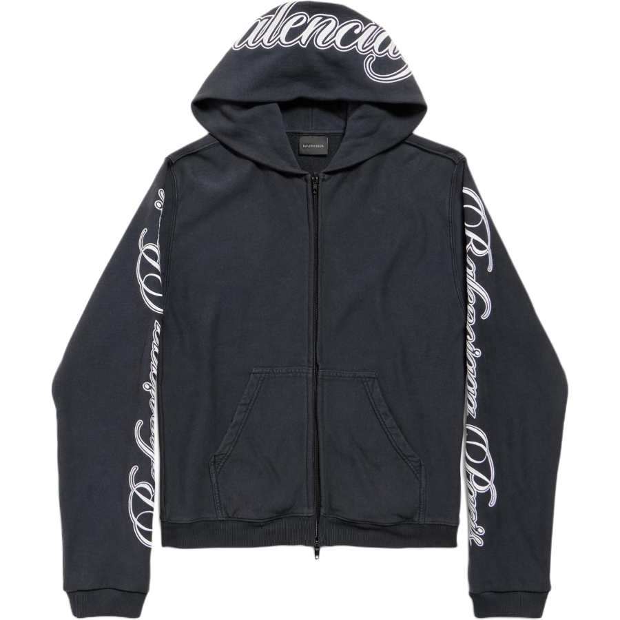 Balenciaga Cursive Zip-Up Hoodie