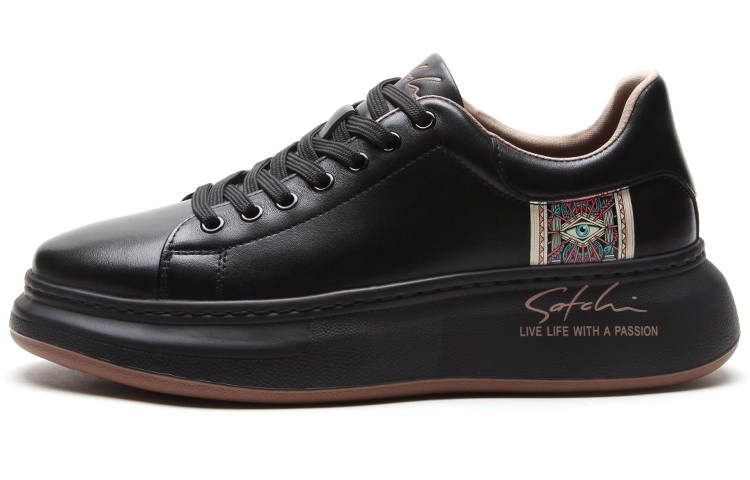 Satchi Top Grain Cow Leather Casual Leather Shoes Men's Black
