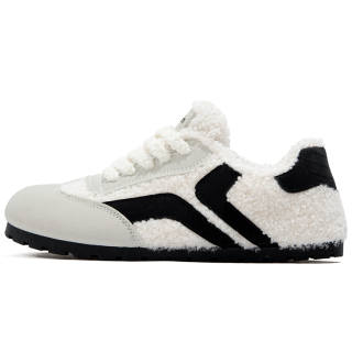 TUOPIN Pai Shoes Fall Winter Fleece Lined Low top German Army Trainers Women's White Black