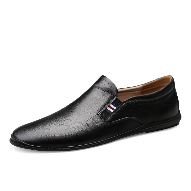 DAOTUSEN Casual Leather Shoes Men's Low Top Black Dark Brown Red Brown