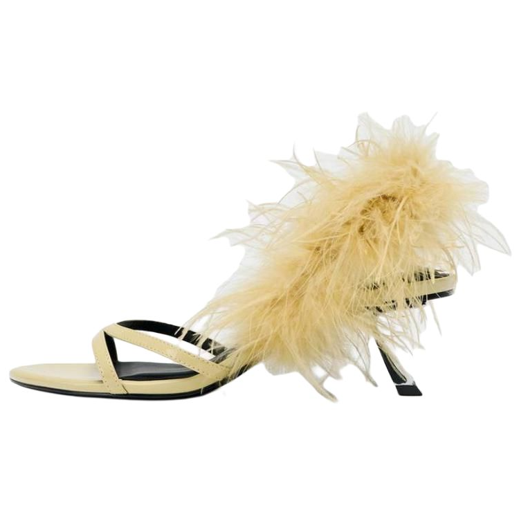 ZARA Pu One Strap Sandals 5CM Women's Yellow