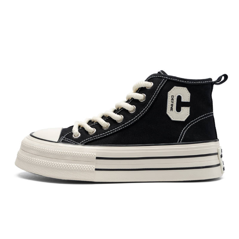 ZHR White Sneakers Wear resistant And Lightweight High top Canvas Shoes Women's Black