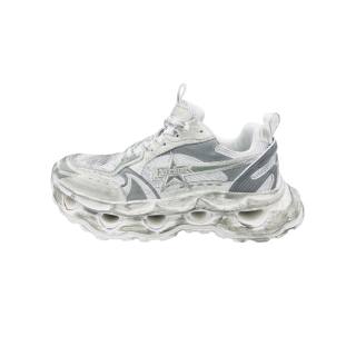 QIANJIN Fabric Cushioning Slip Resistant Abrasion Resistant Low top Chunky Sneakers Unisex White