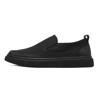 HUITE Textile, Synthetic Leather Breathable Low top Casual Shoes Men's Black