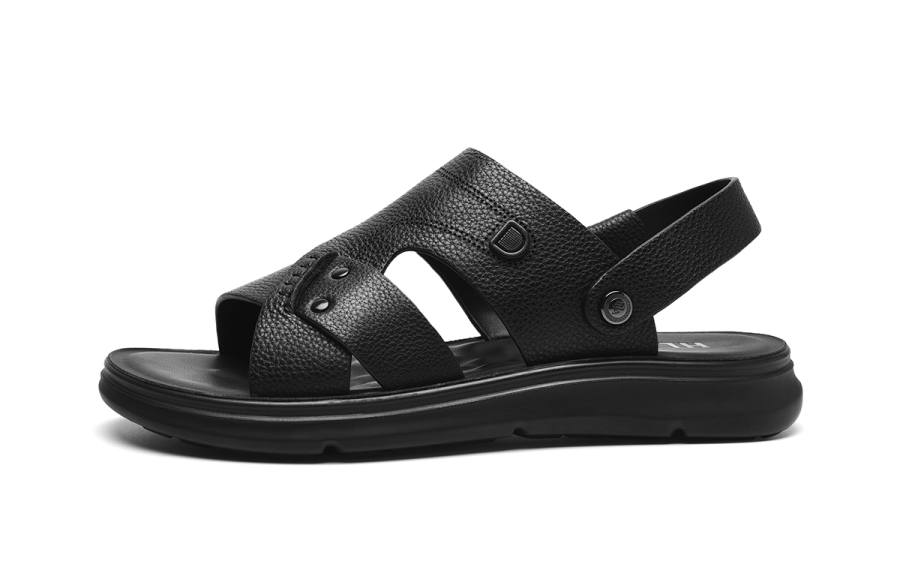 HLA HLA Top Grain Cow Leather Beach Sandals Men's