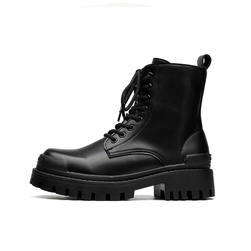 PINYI PINYI Microfiber Leather Short Combat Boots Men's Black