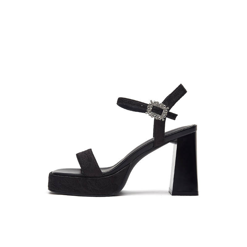 DAPHNE DAPHNE Fabric One Strap Sandals 9cm Women's