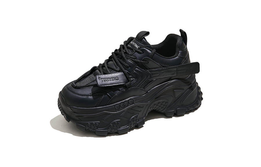 POOQ Cow Split Leather Slip Resistant Slip Resistant Low top Chunky Sneakers 6cm Women's