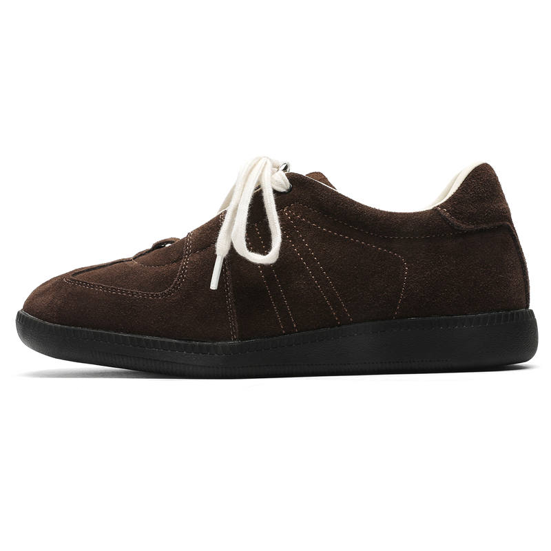 YEDANI Cow Suede Slip Resistant Lightweight Non slip Lightweight Low top Skateboard Shoes Unisex Brown